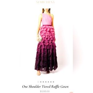 Marchesa Note pink ruffle dress size US 12